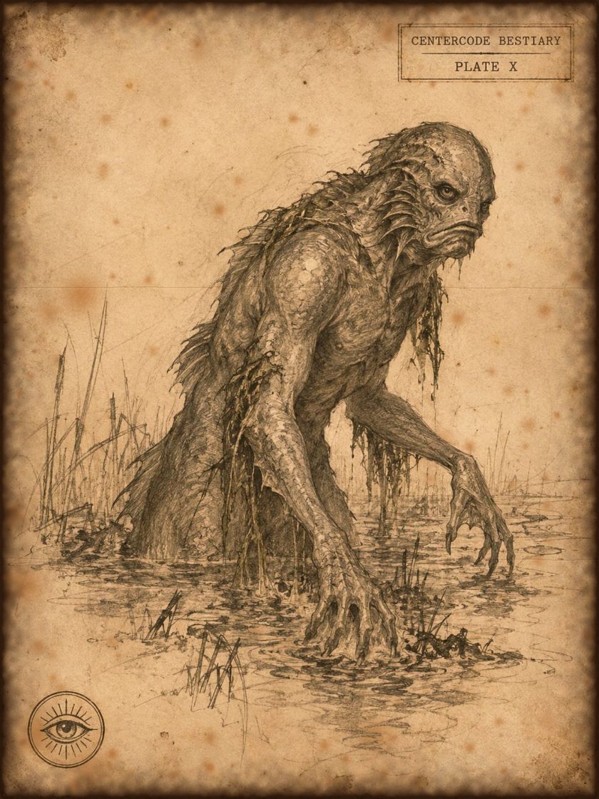 Plate X: sketch of The Swamp Creature of Stagnating Solutions